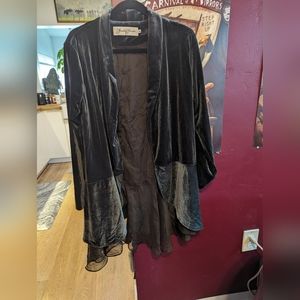 Hopeless Romantic Trading Company Long Victorian Velvet Jacket Gray/Green